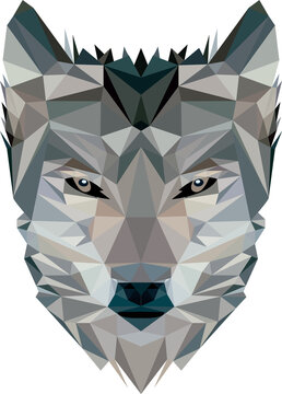 Wolf head in triangle cubes, a Ruler in the woods