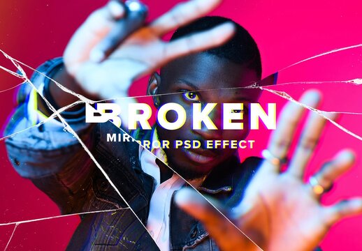 Broken Mirror Photo Effect Mockup