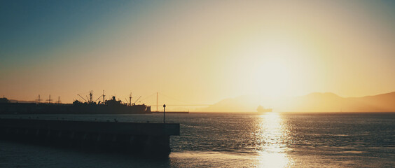 View of San Fransisco Bay during sunset