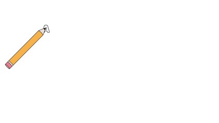 Pencil animatiom. Pencil writes letters of the English alphabet 2D animation