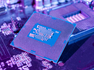 interchangeable silicon microprocessors for desktop, server, laptop, cpu surface with contacts for...