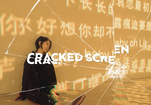 Broken Glass Screen Photo Effect Mockup