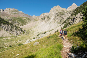 Fototapeta na wymiar ascent to Argualas peak, Pyrenean mountain range, Huesca, Spain