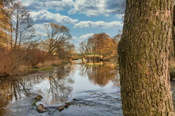 Obraz premium Road bridge, connecting two river banks.