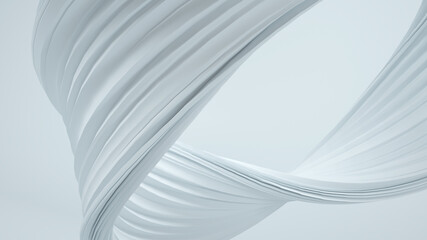 Twisted shape 3d render. White elegant background.