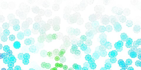 Fototapeta na wymiar Light blue, green vector layout with beautiful snowflakes.