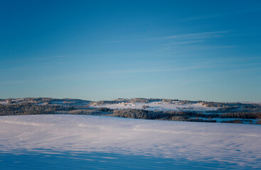 rural winter landscape with snow