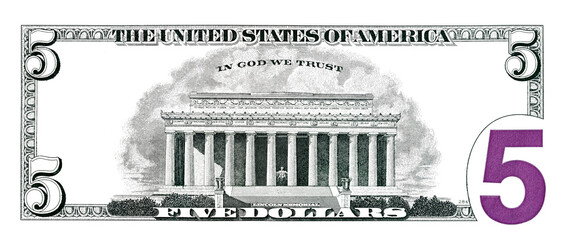 5 dollar bill back side for design purpose