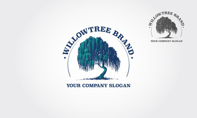 Willow Tree Vector Logo Template.That were created to highlight the organic, natural aspect of our life. This concept could be used for recycling, environment associations, landscape business, etc. © LintangDesign