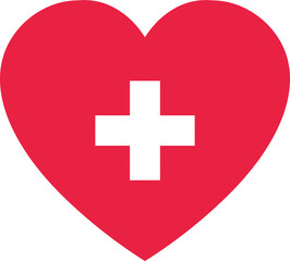 red heart and white cross icon 