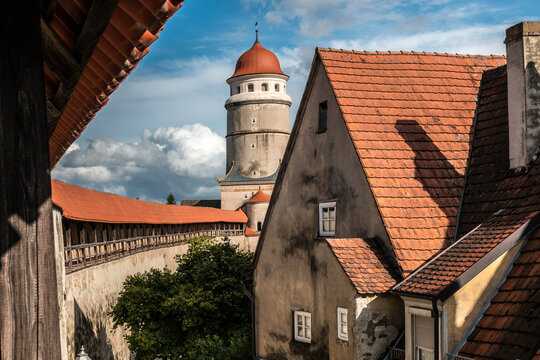 Big medieval city wall around the medieval town