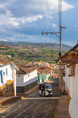 Fototapeta na wymiar Una calle en el lindo pueblo de Barichara, Santander, Colombia