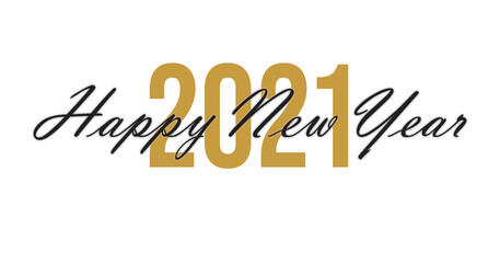 2021 Happy New Year script lettering. Typography celebration design poster, greeting card or banner for happy new year. Vector Illustration
