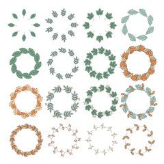 Set of nature leaves wreath