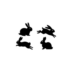 Set icons of rabbits, hares. Vector illustration eps 10
