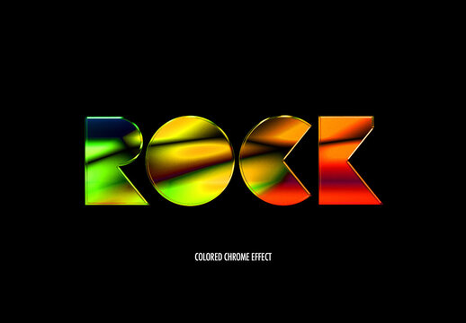 Colored Chrome Text Effect Mockup