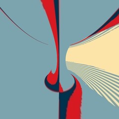 kilt like style in art-deco retro colours of grey beige and red design with torus shape