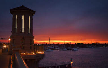 Turret at Sunrise on the Bridge of Lions in St Augustine Florida