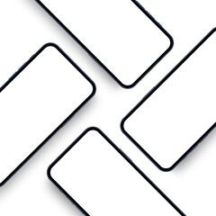 Mobile Phones With Blank Screens. Mockup to Showcasing App Design. Vector Illustration