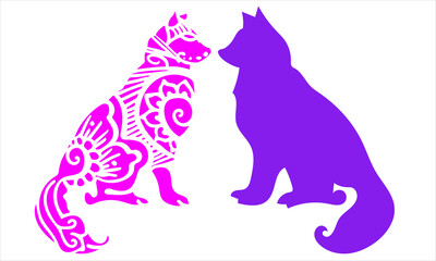 Silhouette of a wolf in an ornament