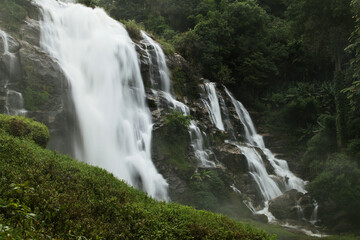 Fototapeta na wymiar Wachirathan Waterfall in Doi Inthanon National Park