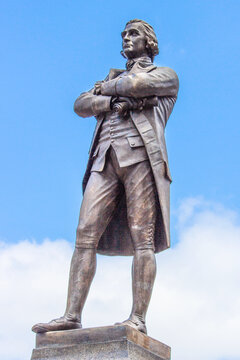 Statue of Samuel Adams in front of Faneuil Hall on the Freedom Trail Boston Massachusetts USA