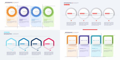 Set of modern vector infographic concept template. Four options