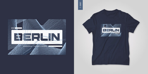 Berlin Germany. Abstract geometric t-shirt vector design, poster, print, template.