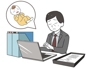 オフィスで勤務　子供が気になる　男性役員