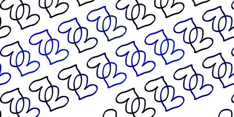 Light Blue, Green vector template with doodle hearts.