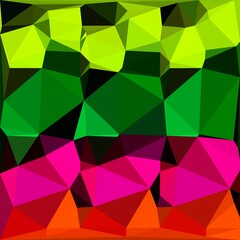 patterns and cubist style triangulation designs from vividly coloured pen tops in green yellow and pink