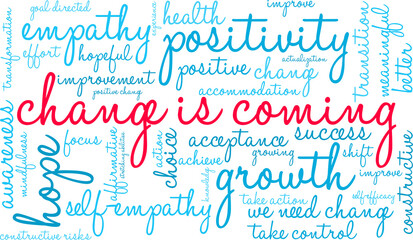 Change Is Coming Word Cloud on a white background. 
