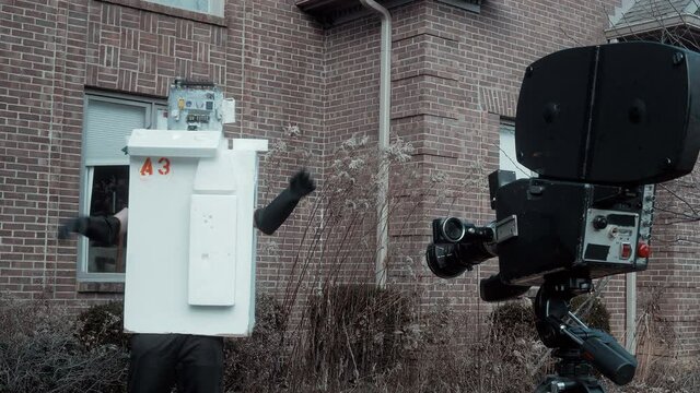 bmovie film with camera Robot cheesy