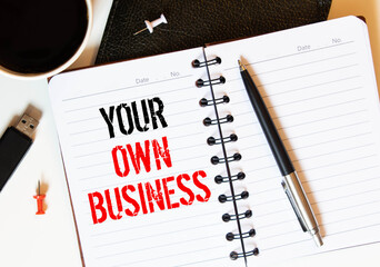 Your Own Business note paper pinned on cork board