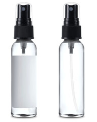 Clear Spray Bottle Mock Up, with and without a label