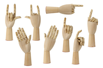 Wooden Mannequin Hand Showing Gesture.  Light birchwood hands for drawing and art.  Artist Tools.