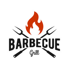 barbecue grill party logo design template vector illustration.
