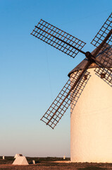Campo de Criptana, old tower mill at sunset. Ciudad Real, Spain