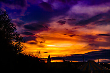 sunset over the city