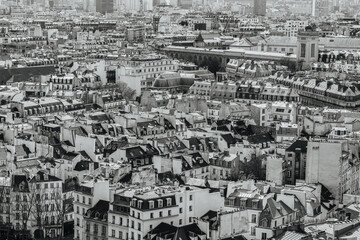 Paris cityscape in black and white