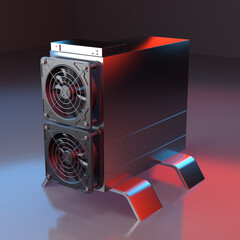 Cryptocurrency Mining Hardware, Asic. 3D Rendering