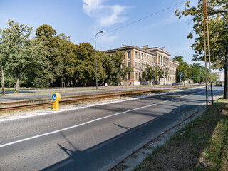 Fototapeta na wymiar Secondary School at the Poniatowski Park - Lodz