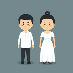 Philippines traditional wedding attire for a couple great for wedding invitations, cultural articles, travel brochures, and multicultural themed designs.