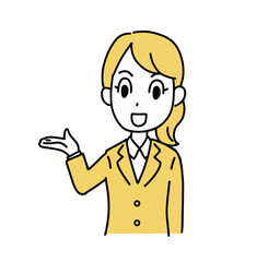 イラスト素材：案内するOL