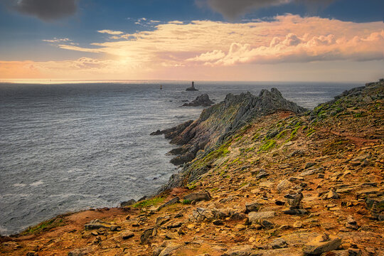 Brittany, France. Pointe du Raz is the westernmost tip of France. It is a promontory overlooking the Iroise Sea on the Atlantic coast of Brittany.
