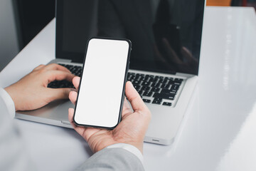 Businessman Working With Modern Devices, Digital Computer And phone..