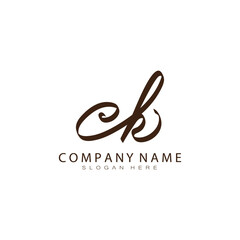 CK initials handwritten design template vector