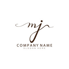 MJ initials handwritten design template vector
