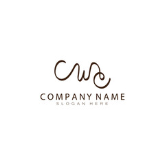 CW initials handwritten design template vector
