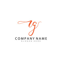 rg initials handwritten design template vector
